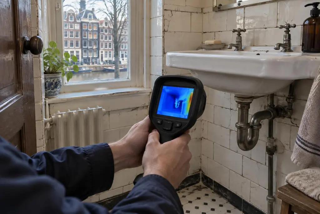 Lekdetectie Wormerveer – badkamer met oude leidingen achter de tegels