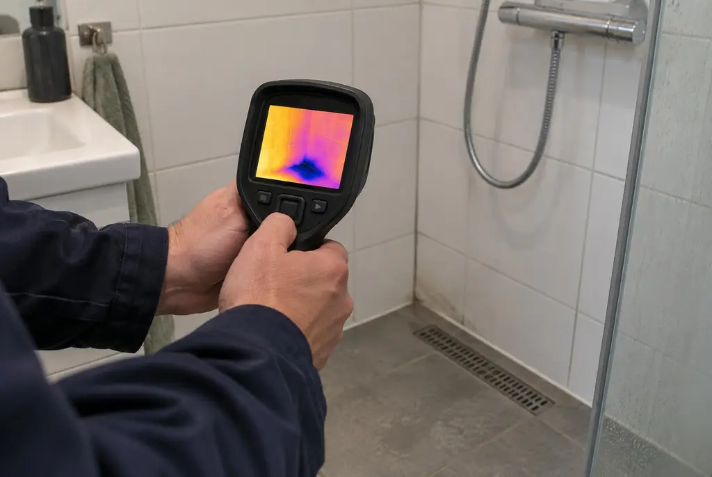 Lekdetectie Wormerveer – lekdetectiespecialist met warmtebeeldcamera in een badkamer